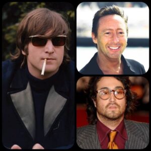 En la foto, un collage con las imagenes de John Lennon y sus dos hijos, Julian y Sean