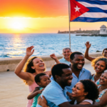 En al foto, elaborada con AI, los cubanos festejan el fin del castrismo