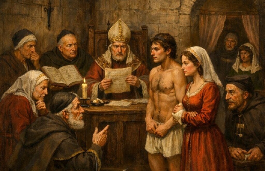 Imagen de AI sobre el Medioevo y el proceso para probar el tamaño del pene