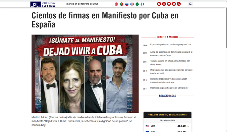 En la foto, un ejemplo de este martes de lo que publica Prensa Latina