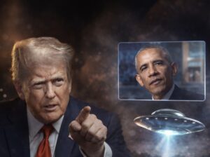 En la foto, un montaje con Trump, Obama y los Ovnis