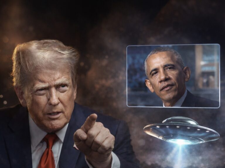 En la foto, un montaje con Trump, Obama y los Ovnis