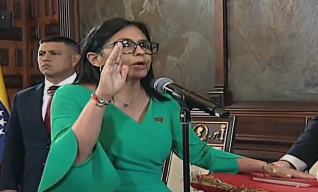 En la foto, Delcy Rodríguez en la Asamblea Nacional
