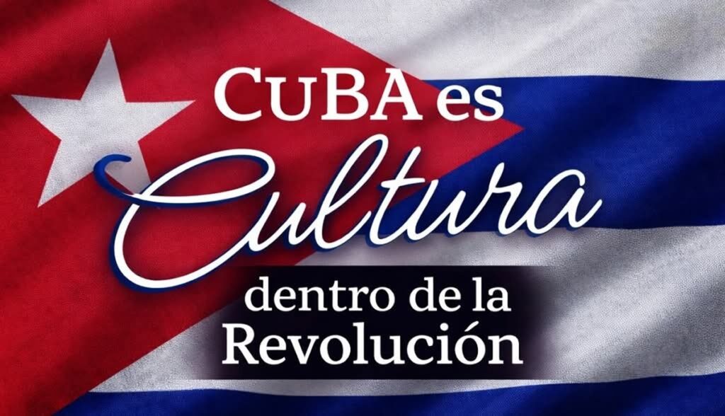 En la foto, un texto alusivo al tema sobre una bandera cubana