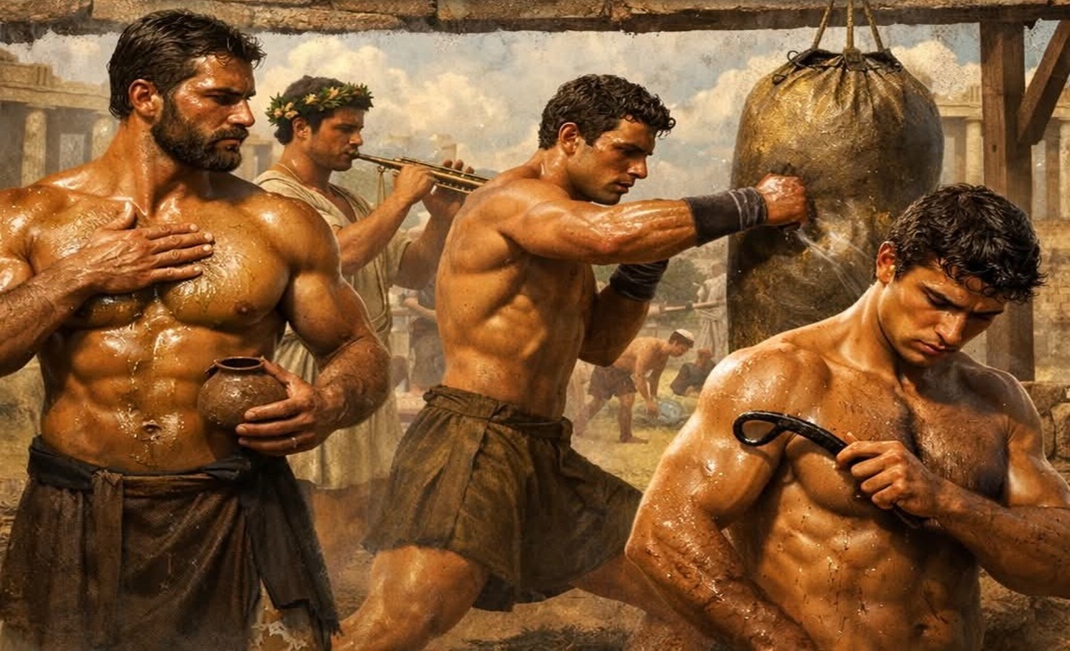 En la foto de AI, griegos entrenando para los Juegos Olímpicos