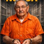 En la foto, una imagen de AI en la que se ve a Raúl Castro con uniforme de preso y esposado