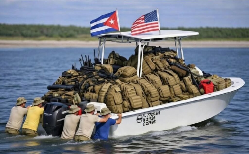 En la foto, una imagen de AI relacionada con la lancha de Cayo Falcones