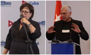 En la foto, Arleen Rodríguez y Díaz-Canel
