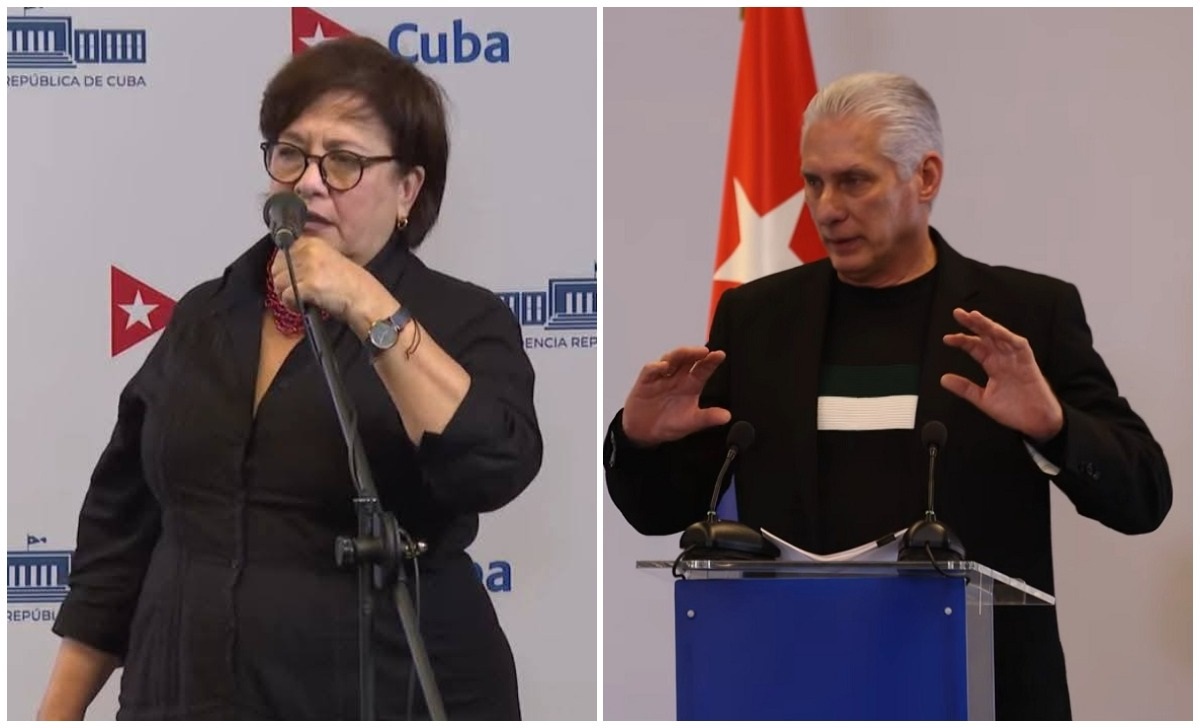 En la foto, Arleen Rodríguez y Díaz-Canel