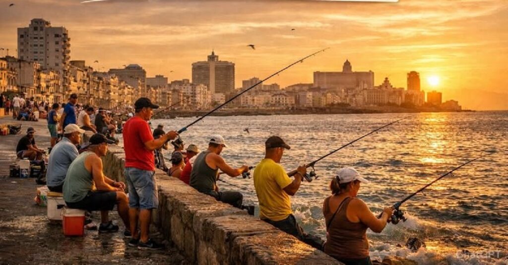 Los cubanos no necesitan limosnas 8 En la foto, una imagen de Ai de cubanos pescando en el Malecón
