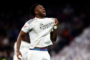 En la foto, Vinicius celebra su gol al Rayo Vallecano