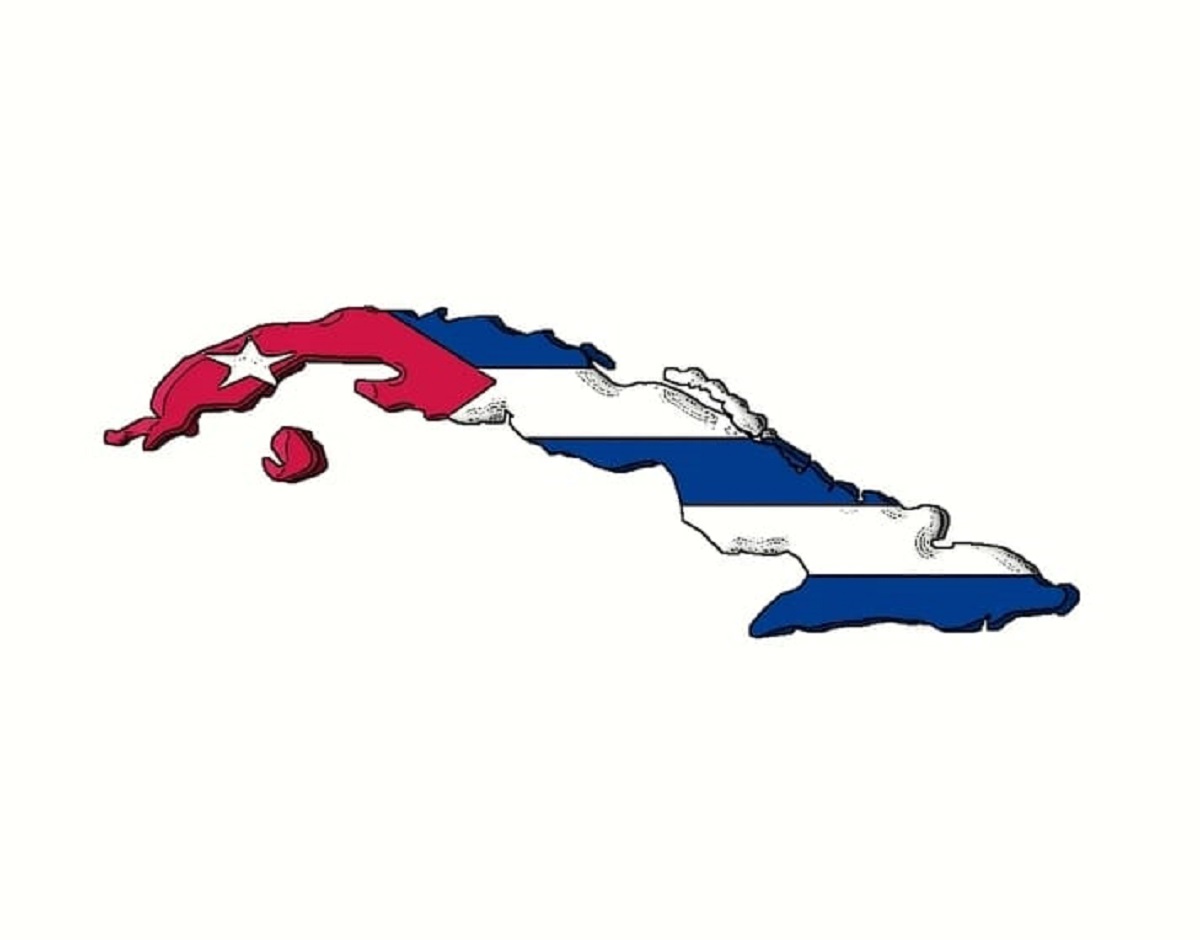 En la foto, un mapa de Cuba dibulado con la bandera