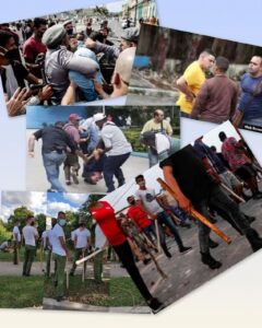 En la foto, un collage con momentos de represión en Cuba