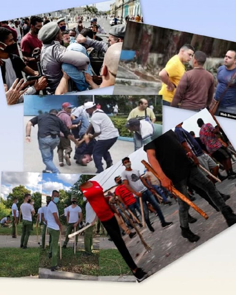 En la foto, un collage con momentos de represión en Cuba