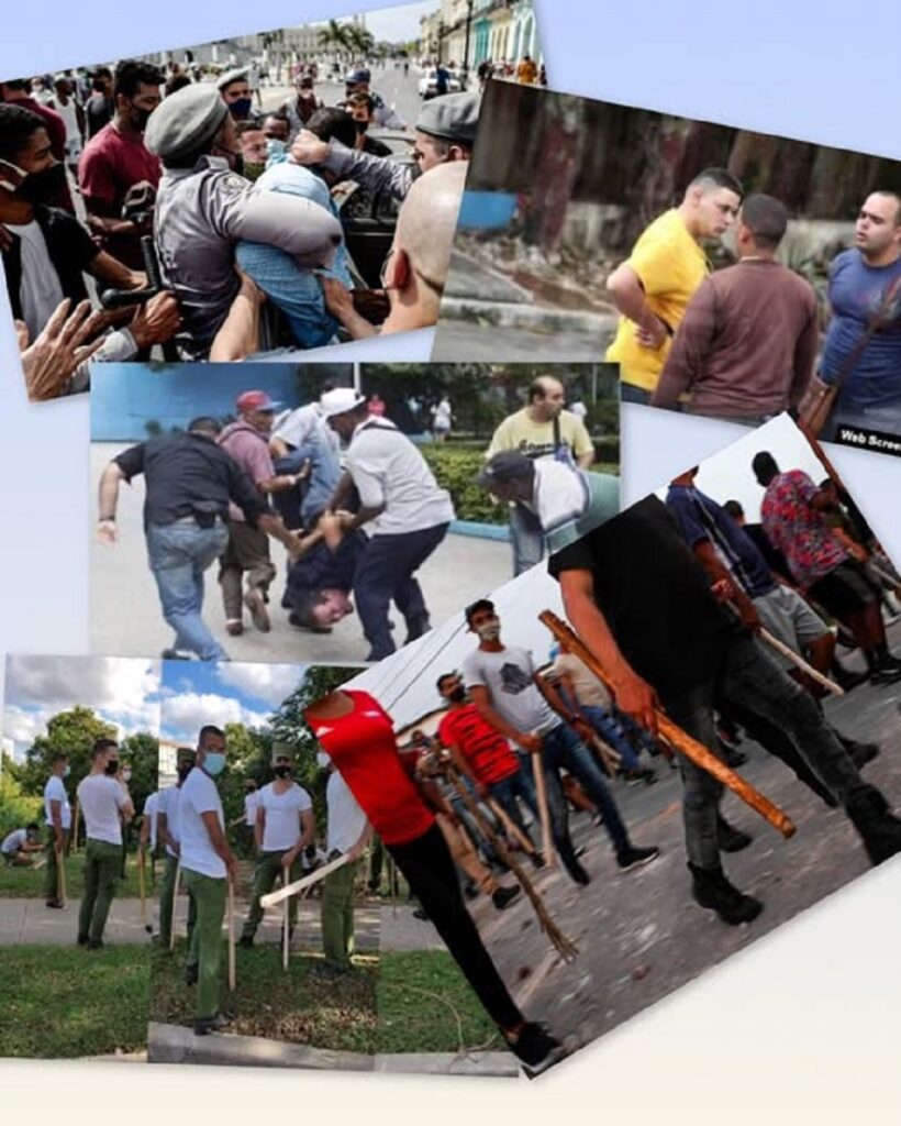 En la foto, un collage con momentos de represión en Cuba