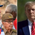 En la foto, un montaje en el que aparecen Trump, Díaz-Canel y Raúl Castro
