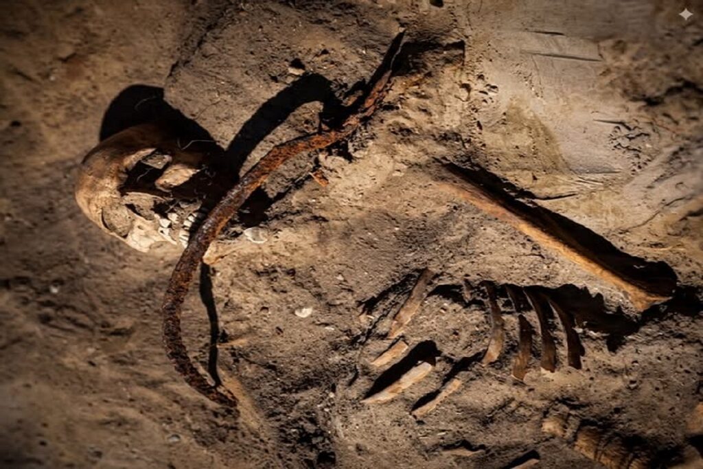 En la foto, un enterramiento con el cadáver protegido