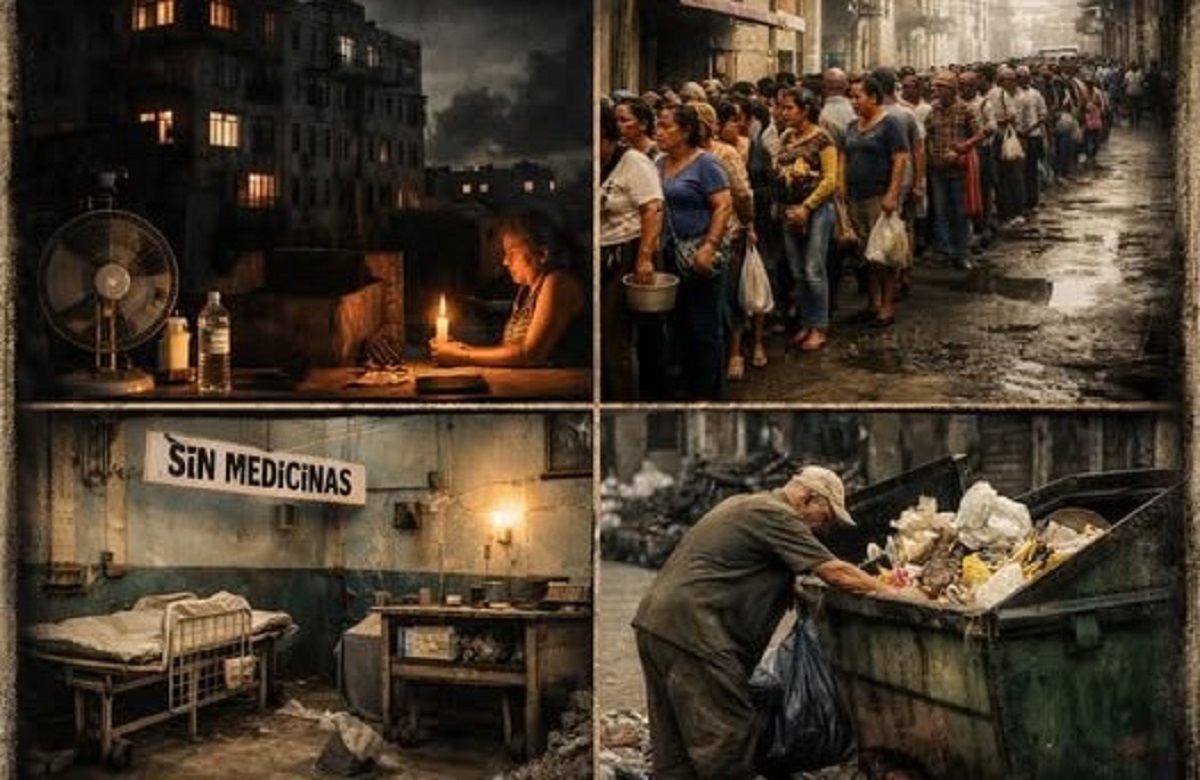 En la foto, un collage de imágenes que representan la realidad cubana
