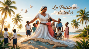 En la foto, una imagen de Cuba como una madre que asimila a sus hijos