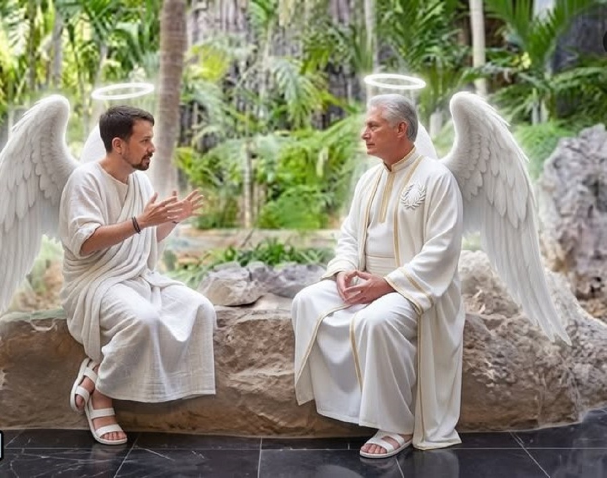 En la foto, Díaz-Canel y Pablo Iglesias de ángeles