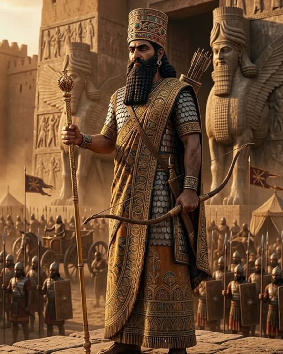 En la foto, una imagen de AI de Sargón II