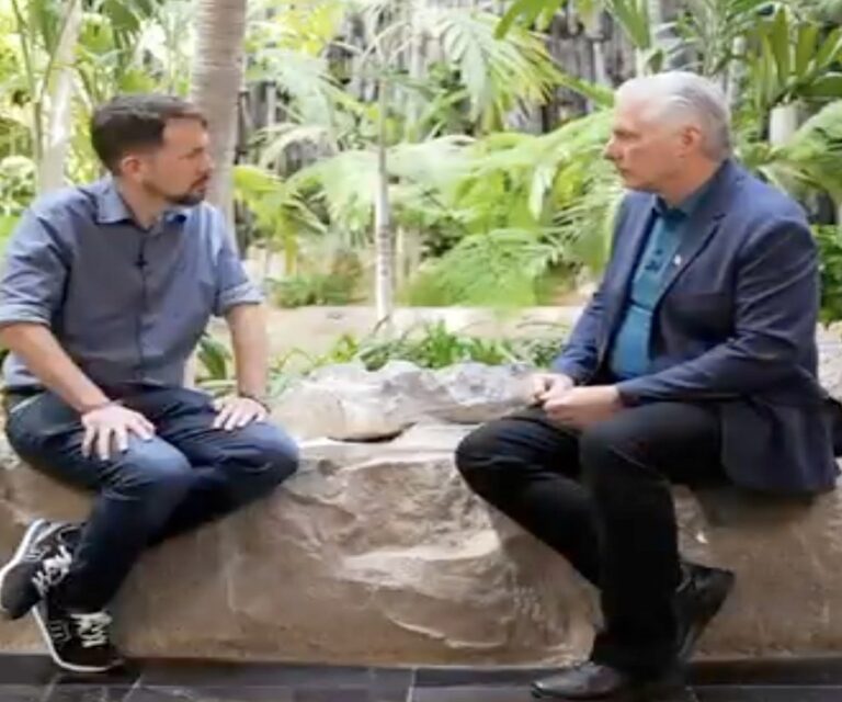 En la foto, Pablo Iglesias y Díaz-Canel