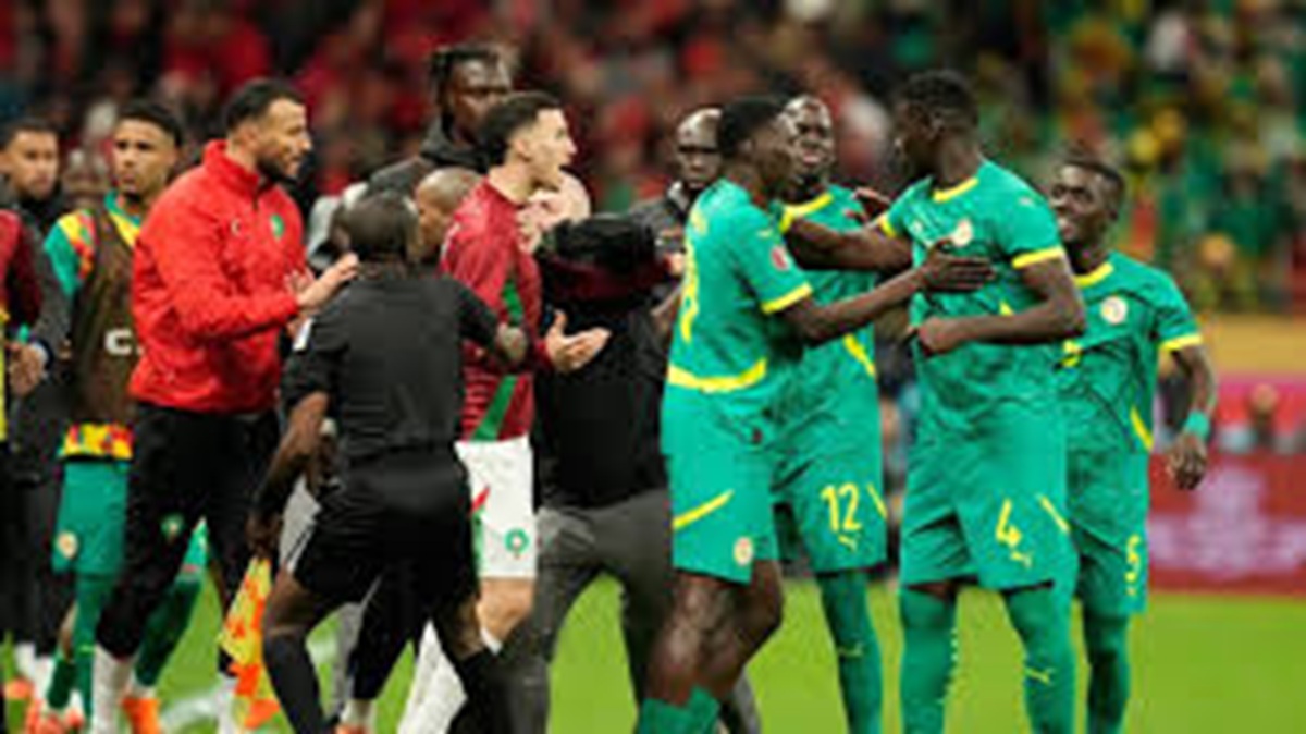 En la foto, momento del partido entre Senegal y Marruecos