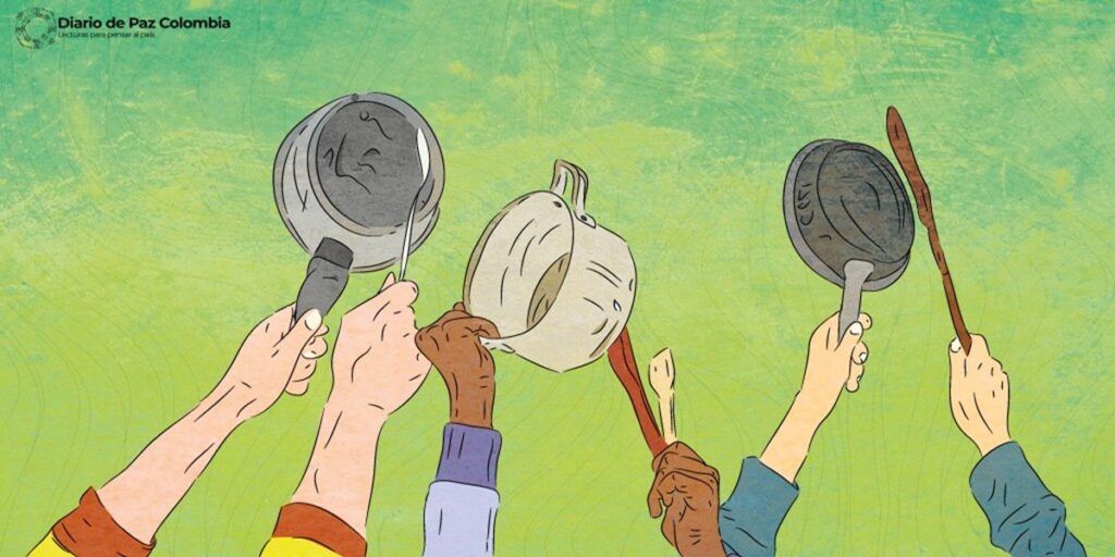 En la foto, dibujo de un toque de calderos