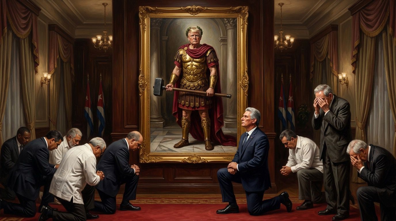 En la foto, el gobierno cubano sometido a la voluntad de Donald Trump, en una imagen de Ai