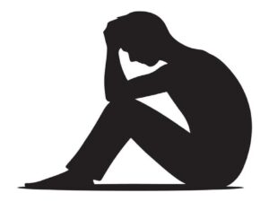 En la foto, el dibujo de un hombre pensativo