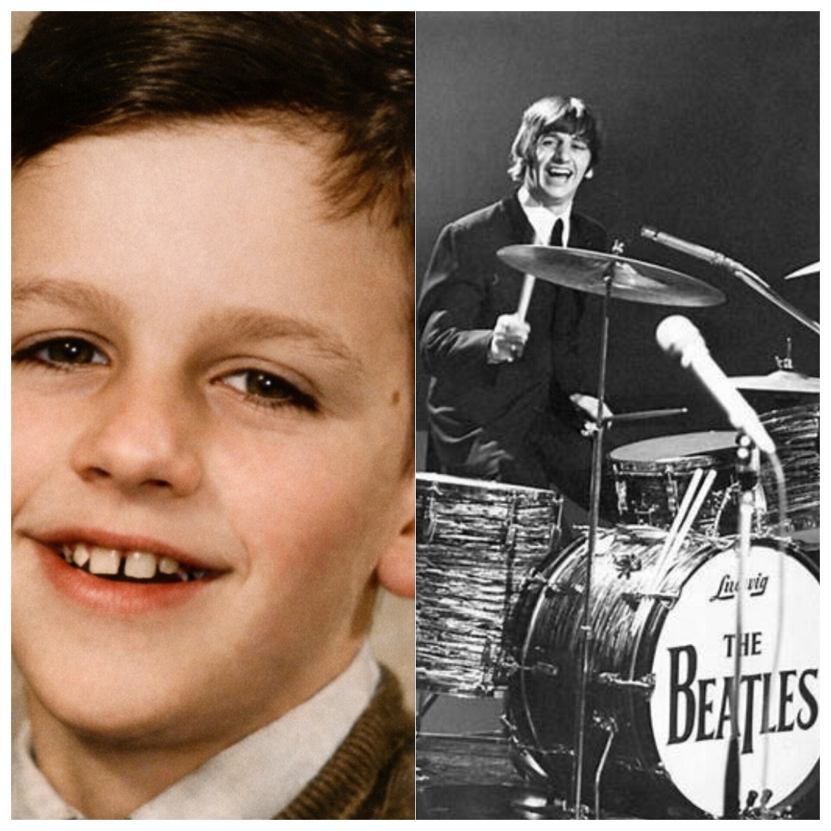 En la foto, dos momentos en la vida de Ringo Star