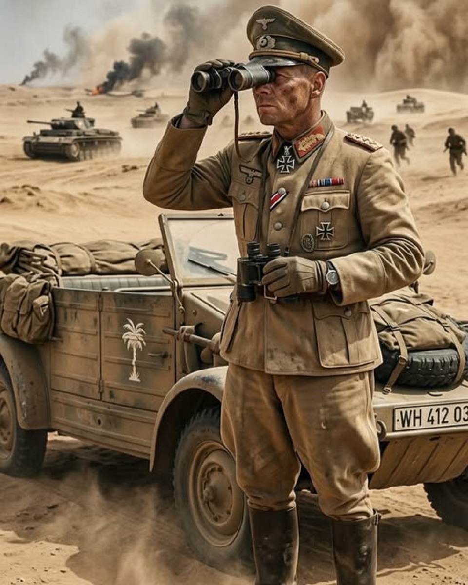 En la foto, una imagen de IA del mariscal Erwin Rommel