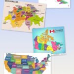 En la foto, mapas políticos de Cuba, Suiza, EEUU y Canadá