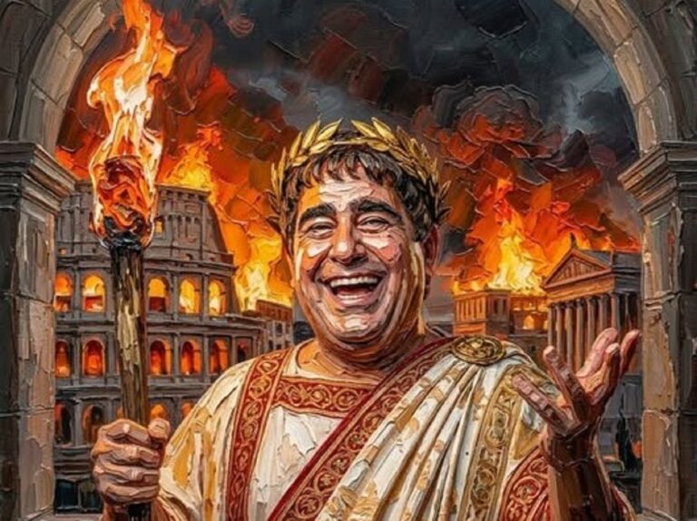 En la foto, una imagen de Ai de Nerón riendo en el incendio de Roma