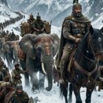 En la foto, una imagen de AI en la que se ve a Aníbal y sus tropas en el cruce de los Alpes para atacar a Roma