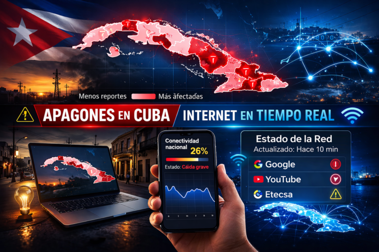 Mapa de apagones e internet en Cuba hoy con indicador de conectividad en tiempo real y provincias afectadas