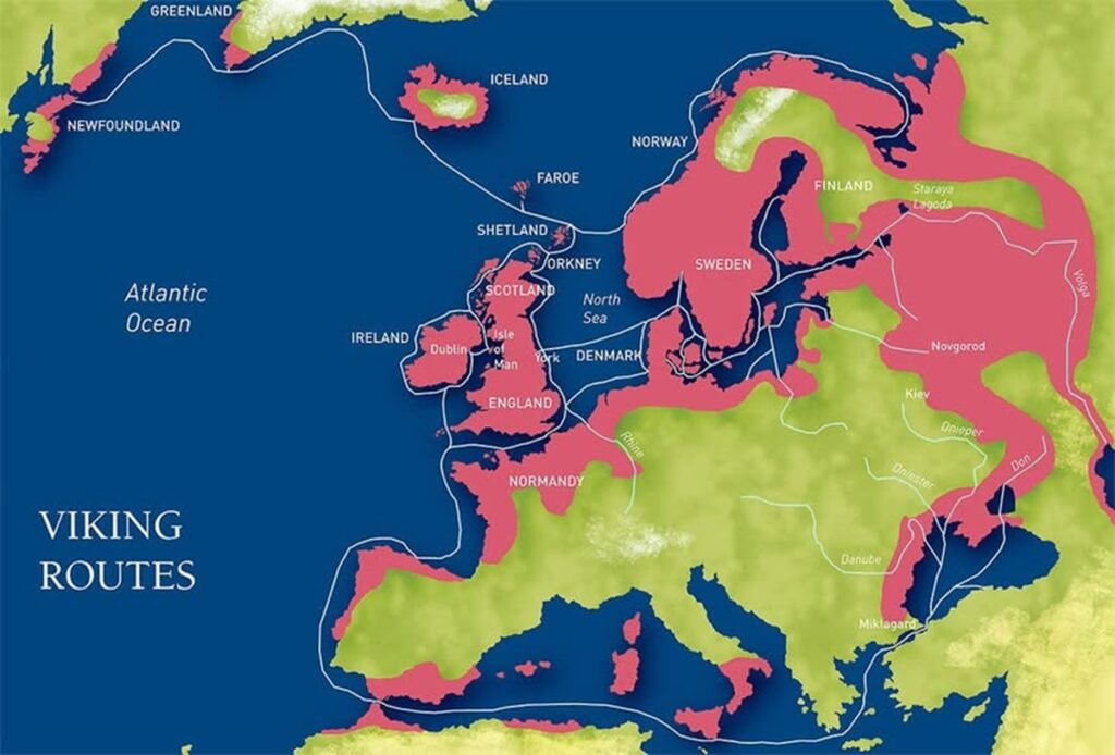 En la foto, un mapa d ela ruta de los Vikingos