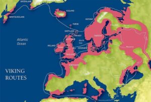 En la foto, un mapa d ela ruta de los Vikingos