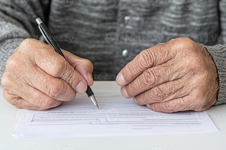 En la foto, una persona forma un documento