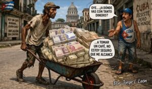 En la foto, una imagend e IA sobre la inflación en Cuba
