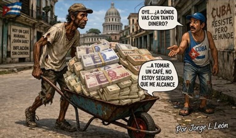 En la foto, una imagend e IA sobre la inflación en Cuba