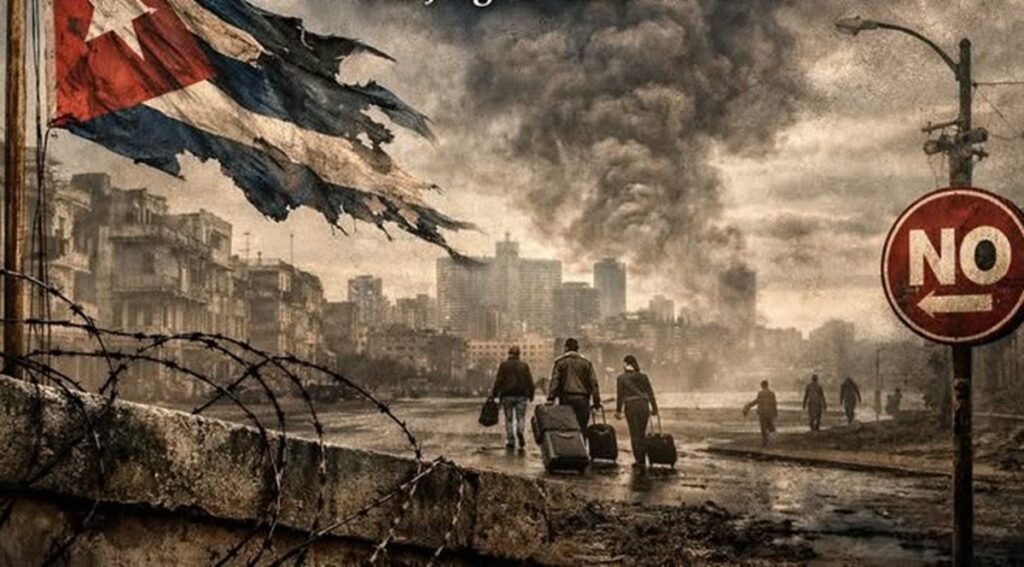 En la foto, una imagen de IA sobre la pobreza y el éxodo en Cuba