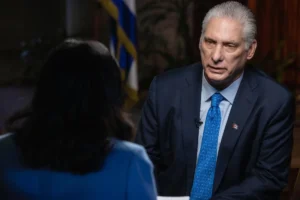 En la foto, Díaz-Canel durante la entrevista a NBC