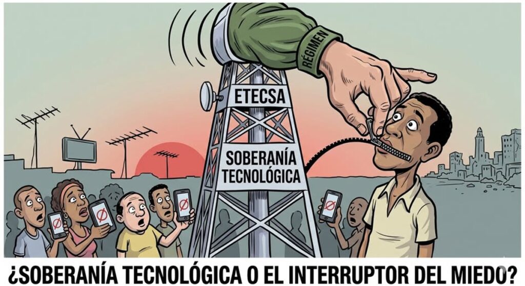 En la foto, ETECSA solo sirve para restringir y controlar