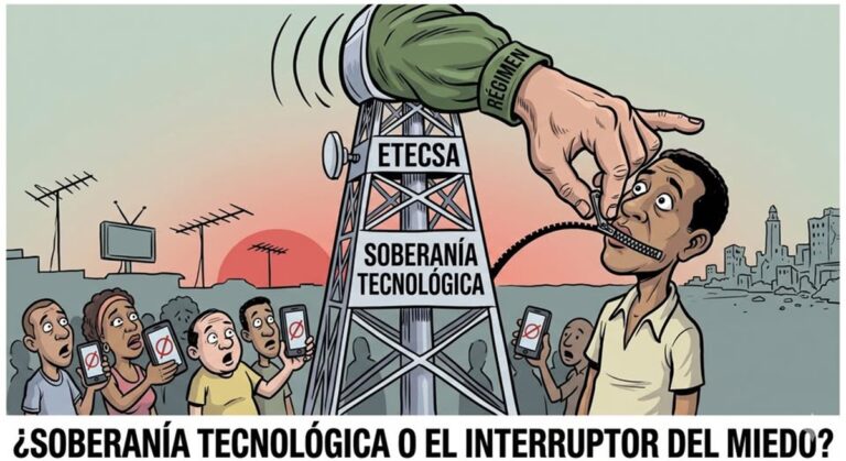En la foto, ETECSA solo sirve para restringir y controlar