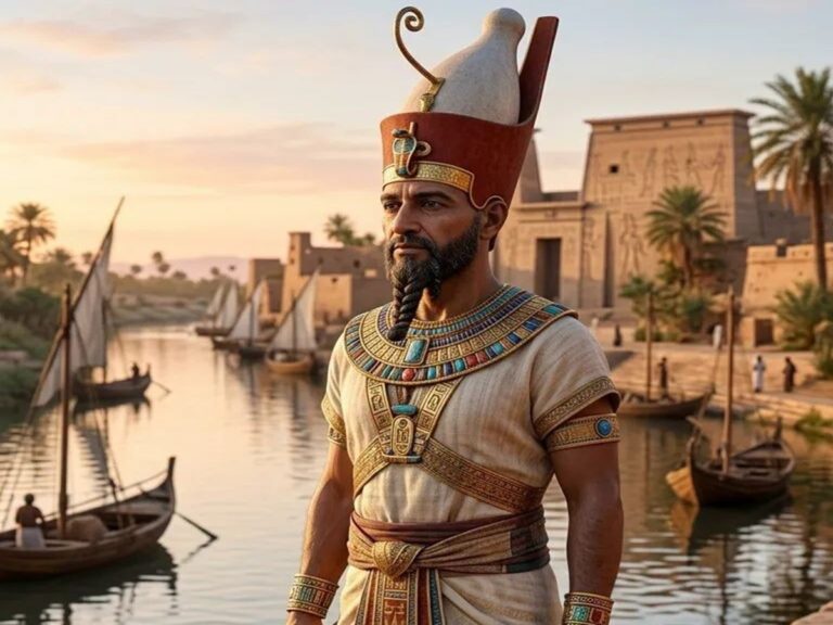 En la foto, el faraón Necho II