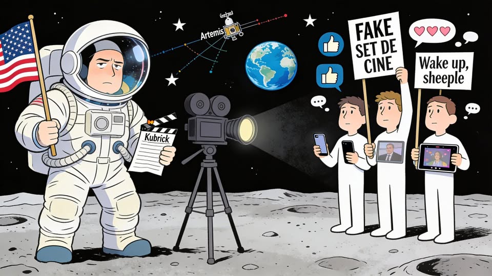 En la foto, una imagen de IA relativa a la falsa idea de la filmación de Kubrick