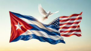 En la foto, las banderas de Cuba y EEUU