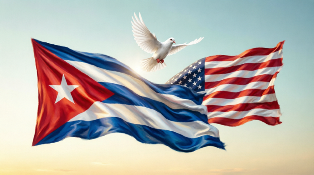 En la foto, las banderas de Cuba y EEUU