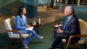 En la foto, Díaz-Canel durante su entrevista a la cadena NBC